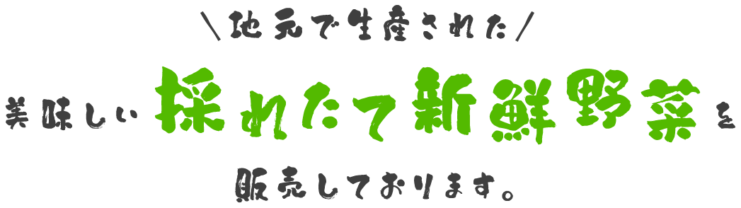 地元で生産された美味しい採れたて新鮮野菜を販売しております。